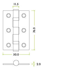 Zoo Hardware, ZHS32PCB 3 Inch Ball Bearing Hinges - Matt Black