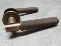 Thumbnail for Carlisle Brass Varese Knurled Lever Door Handles, Antique Brass - EUL050AB