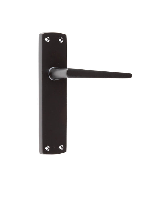 Matt Black Door Handles - Victorian Contemporary Lever on Backplate, 169mm x 41mm