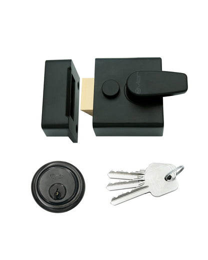 40mm BACKSET YALE STYLE MATT BLACK SECURITY RIM CYLINDER NIGHTLATCH