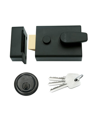 Matt Black Security Nightlatch - 40mm & 60mm Backset