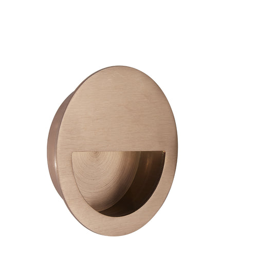 Copper Half Moon Pocket/Sliding Door Round Flush Pull Handle 90mm