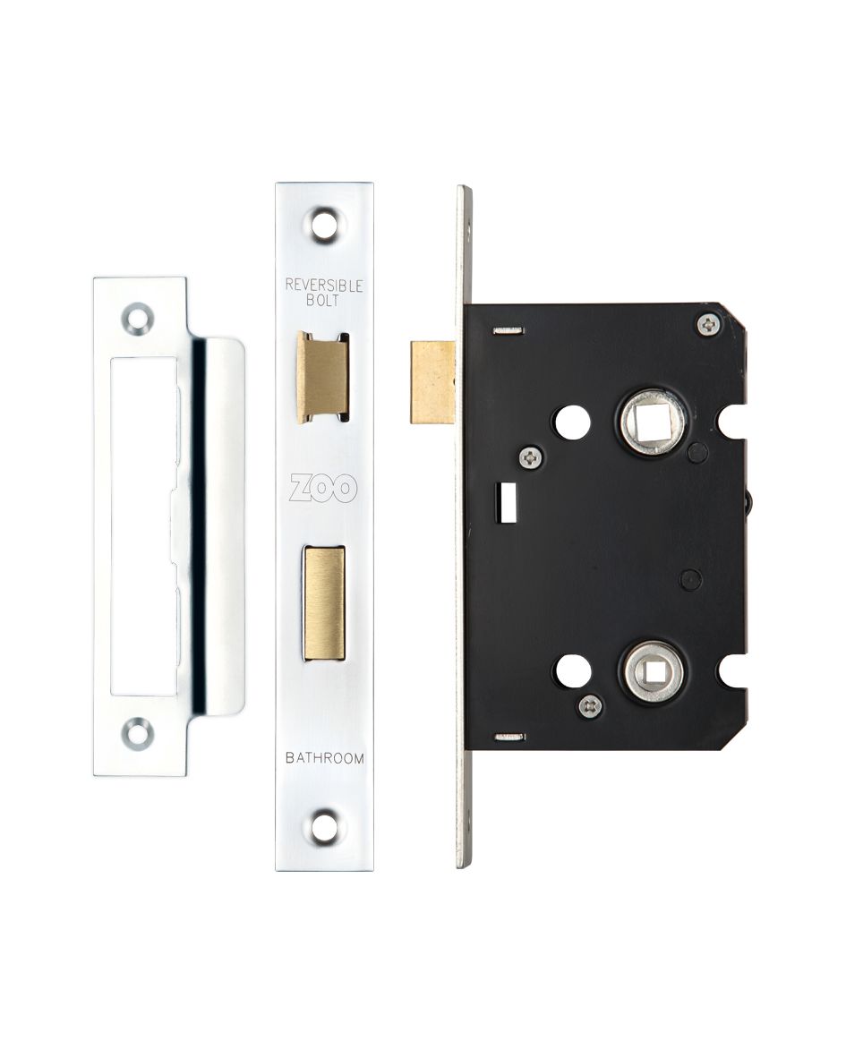 64mm Bathroom Lock Polished Chrome 44mm Backset