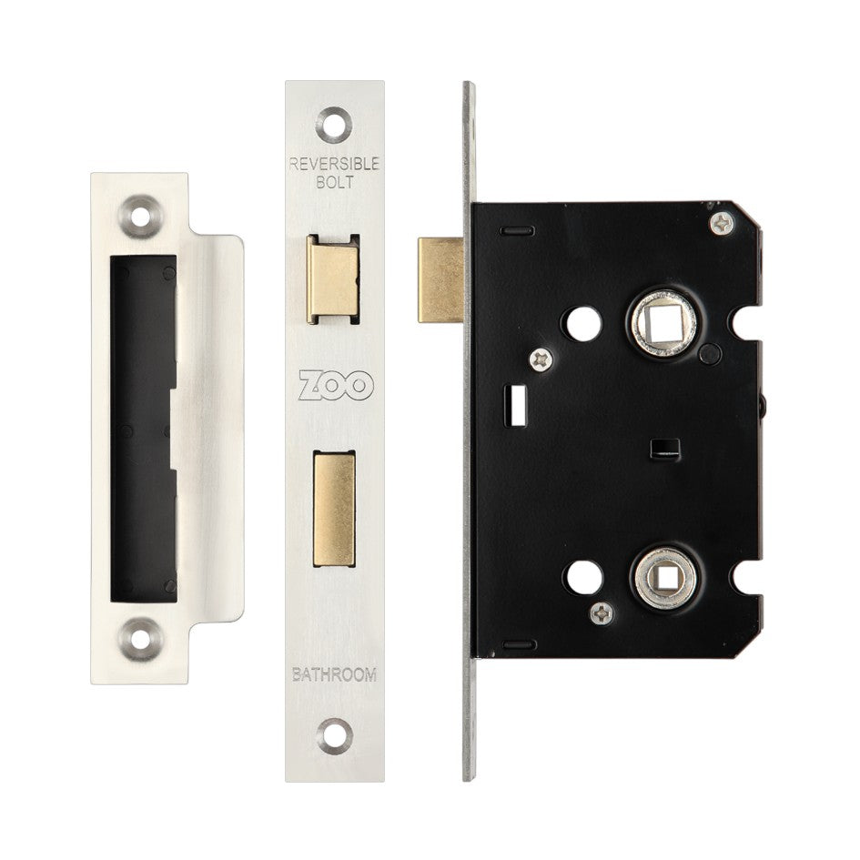 64mm Bathroom Lock Satin Chrome 44mm Backset