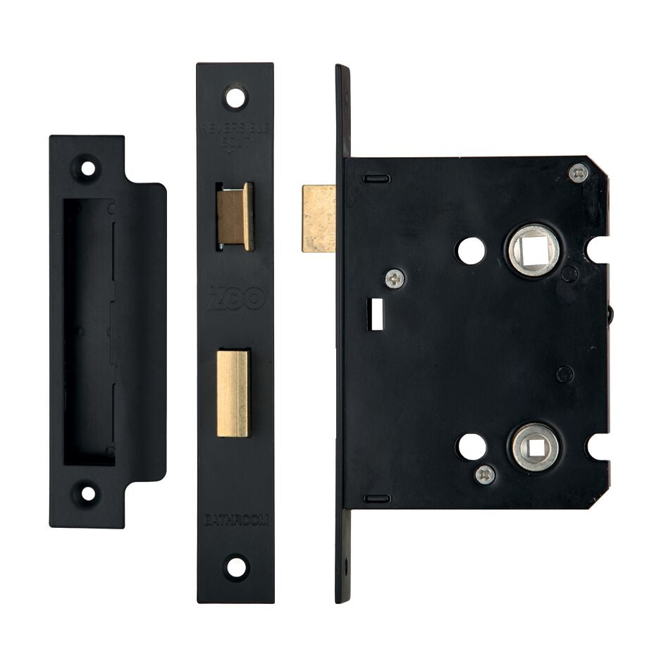 POWDER COATED MATT BLACK 3 INCH BATHROOM LOCK
