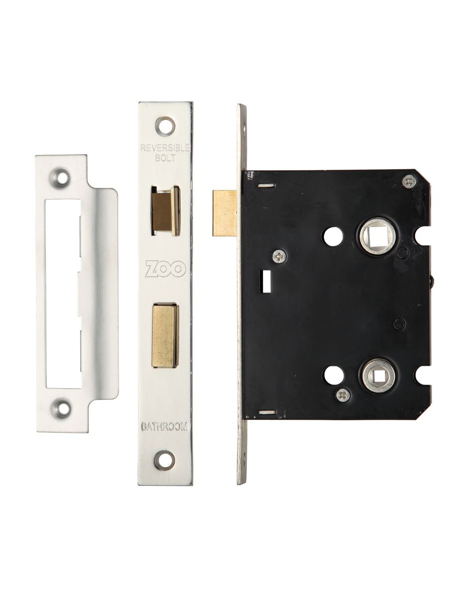 SATIN CHROME/NICKEL 3 INCH BATHROOM LOCK