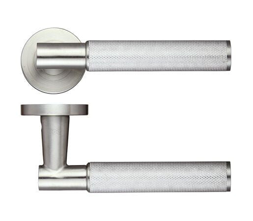 Satin Stainless Steel Knurled Door Handles - Exclusive Design